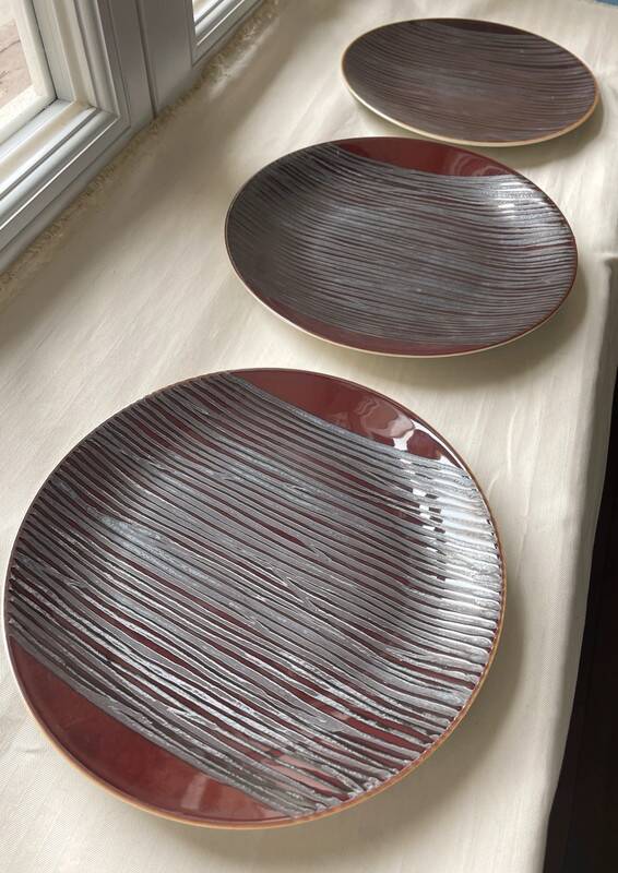 3 Dinner Plates 26 cm Yellow from Chrome - Limoges Porcelain