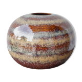 Striated glazed ceramic vase, ball vase, flower pot, interior decoration, collection, 70's