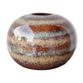 Striated glazed ceramic vase, ball vase, flower pot, interior decoration, collection, 70's