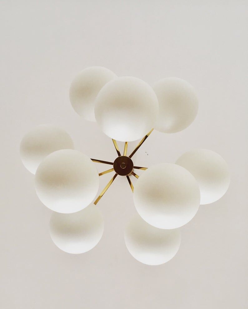 Mid Century brass Sputnik chandelier by Kaiser Leuchten