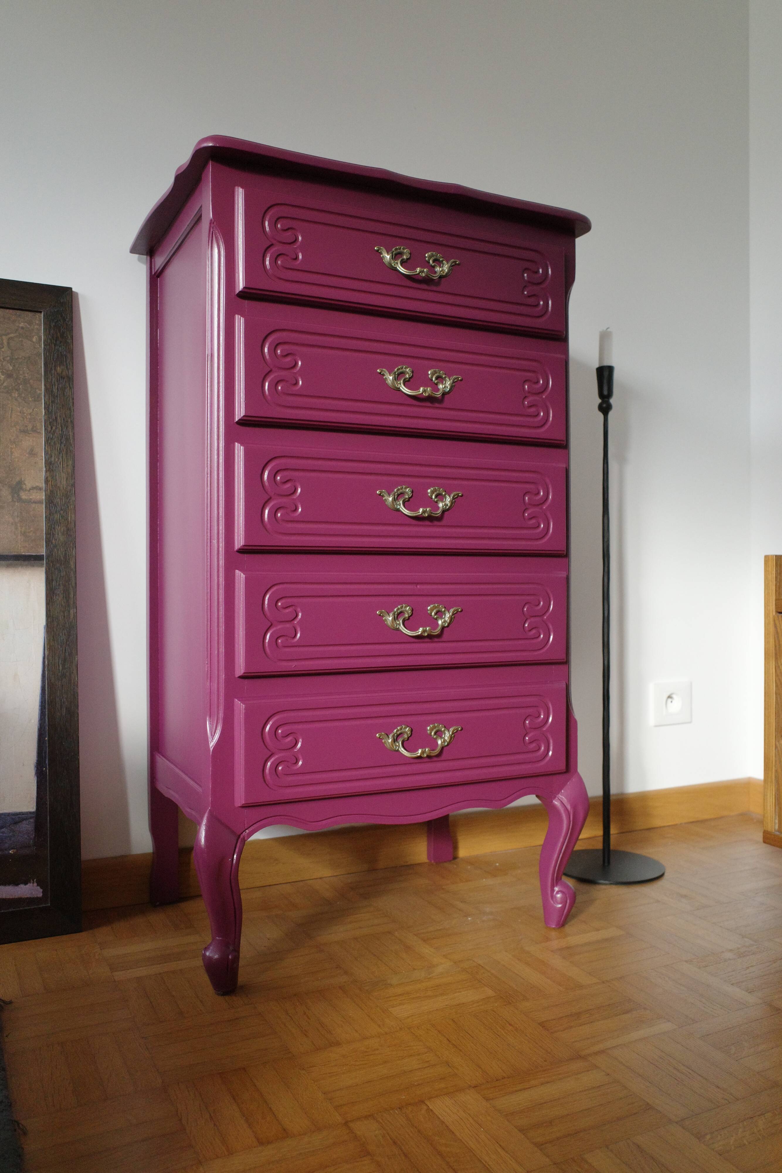 Vintage plum chest of drawers
