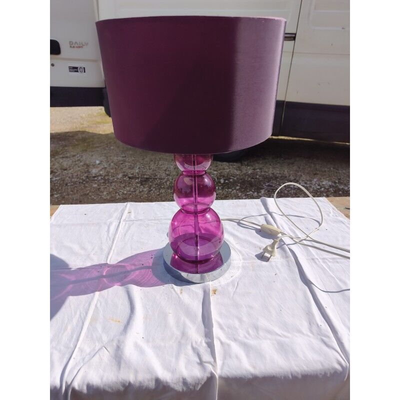 Lampe vintage en chrome et verre de couleur