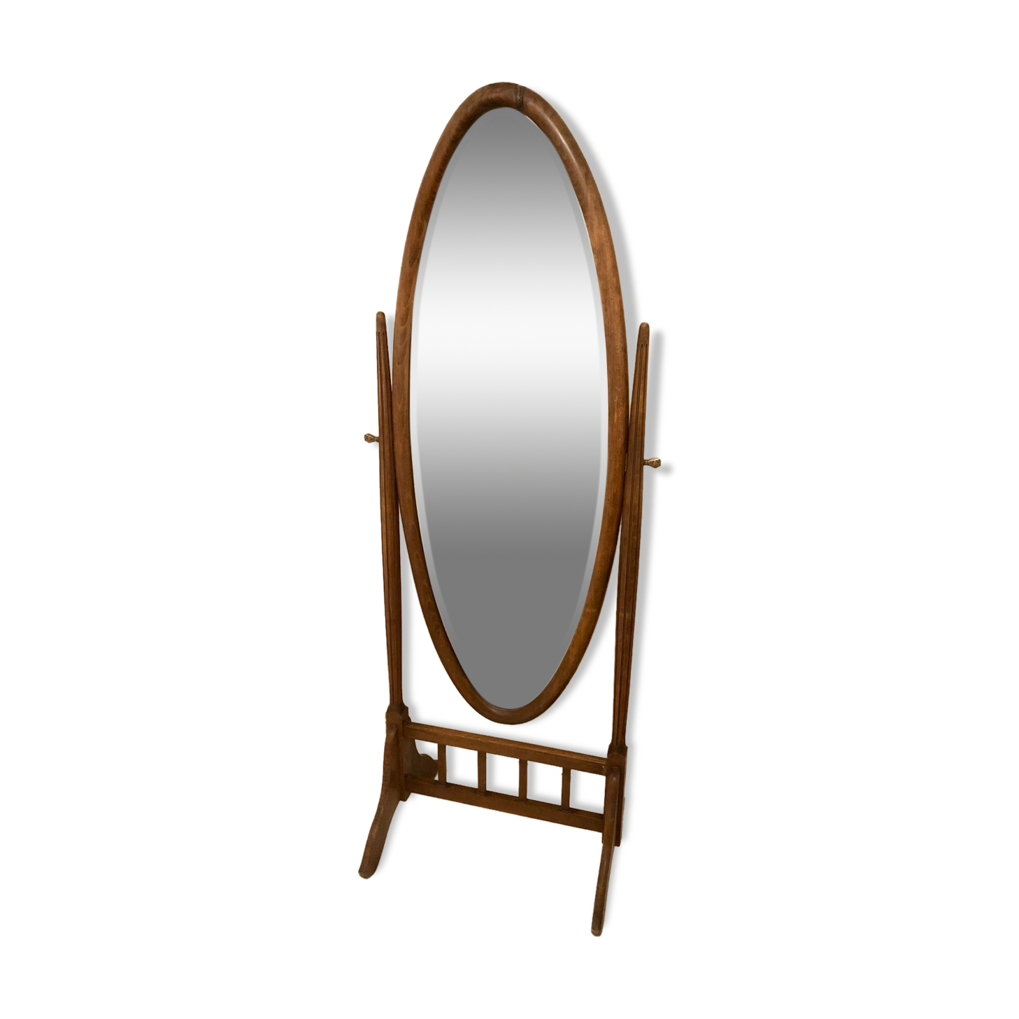 Old large psychic mirror on wooden stand