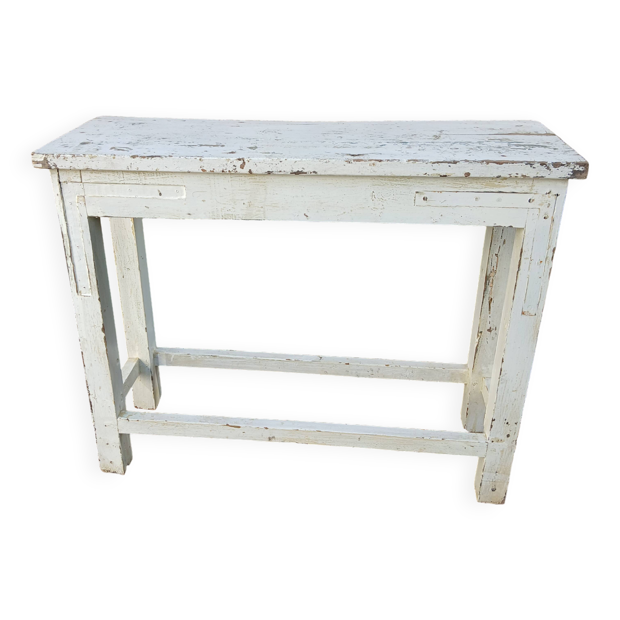 Table d'appoint, console en bois blanc patiné