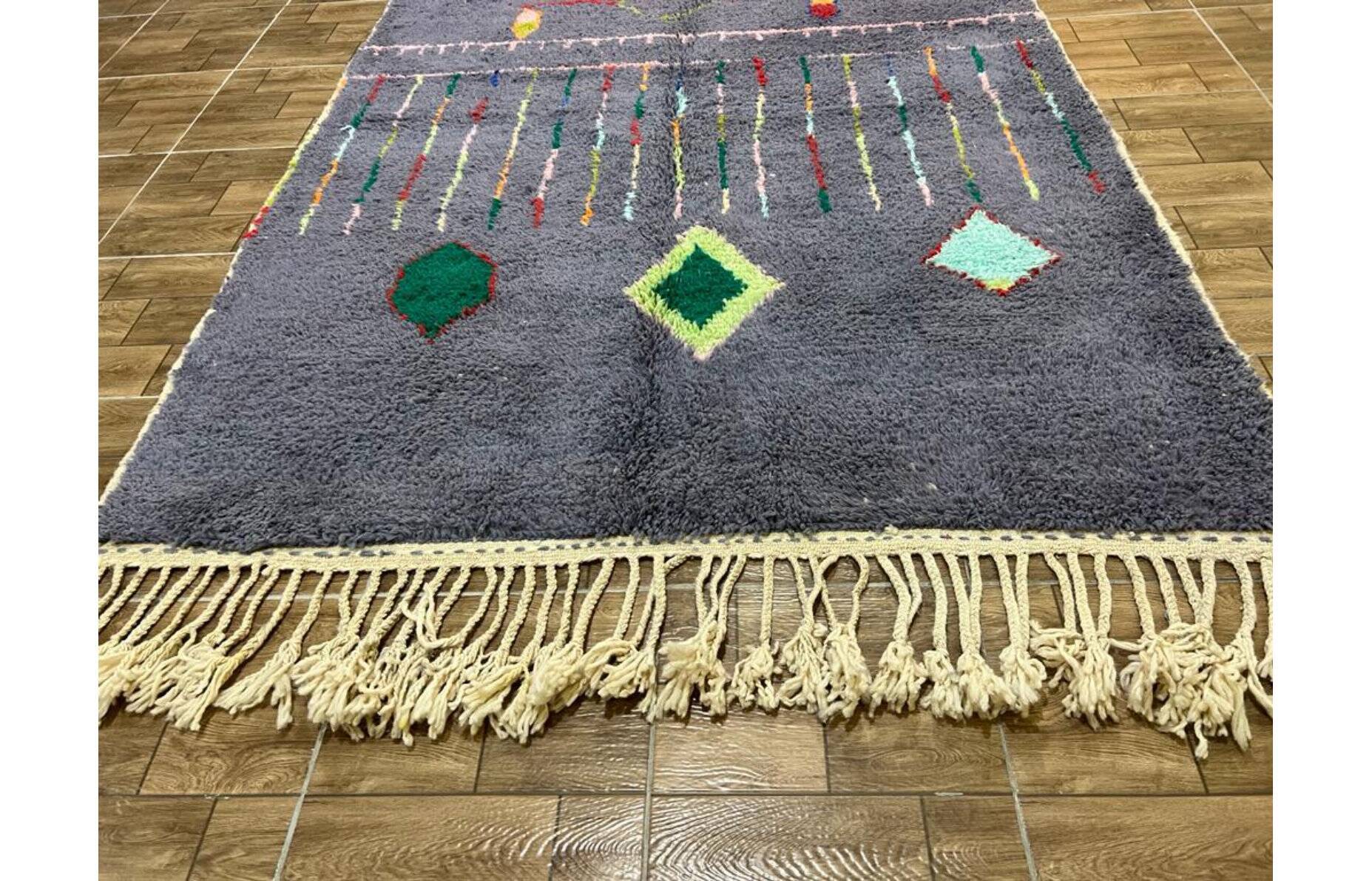Tapis artisanal marocain laine naturelle 2.5x1.5 m