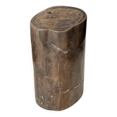 Table d'appoint en bois pétrifié brune H46 D29 - 3338