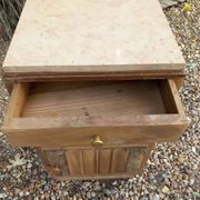 Small piece of furniture/bedside table in old wood and pink marble