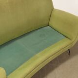 Vintage fabric and brass 3-seater sofa, Italian design, 1950s-60s, original