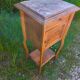 Louis XV style bedside table in wood veneer and marble