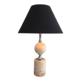 Travertine and chrome lamp. Philippe Barbie