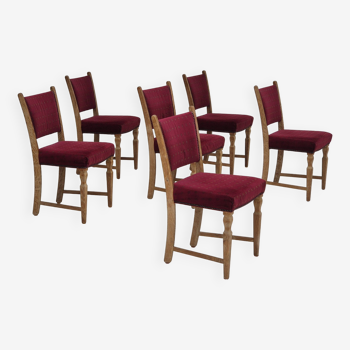1970s, set of 6 Danish dinning chairs, very good condition, oak wood.