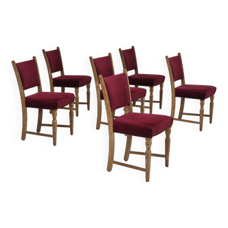 1970s, set of 6 Danish dinning chairs, very good condition, oak wood.