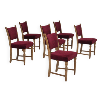 1970s, set of 6 Danish dinning chairs, very good condition, oak wood.