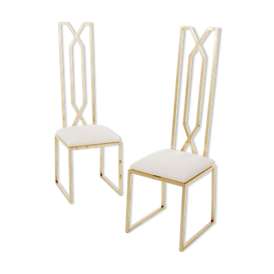 Paire de chaises laiton Alain Delon pour Jean Charles 1970