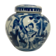Chinese covered jar in blue white porcelain