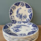 Set of 7 flat plates in Gien earthenware, Delft décor