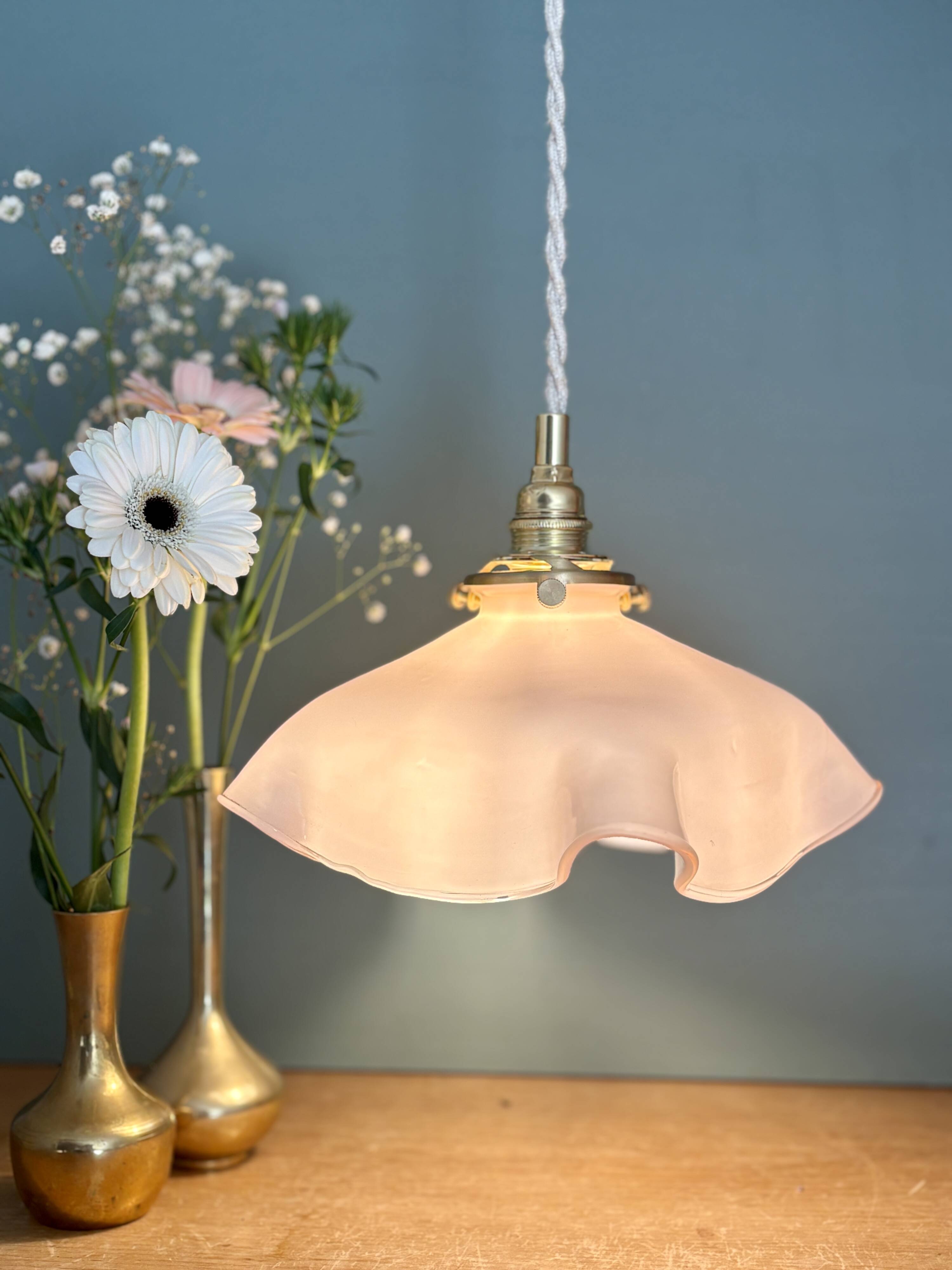 Vintage pink opaline pendant light