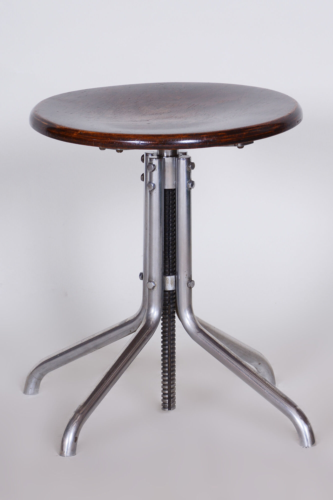 Restored Beech Swivel Piano Stool by Mücke - Melder, Czechia, 1930s