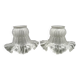 Pair French 1930s White Opaque Patterned Glass Replacement Shades 0161