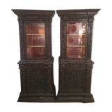 Pair of 19th century dark walnut display cases