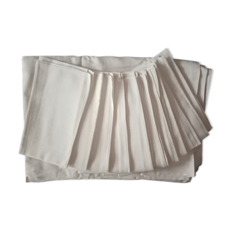 Old damase tablecloth and its 10 towels 230 x 160 cm