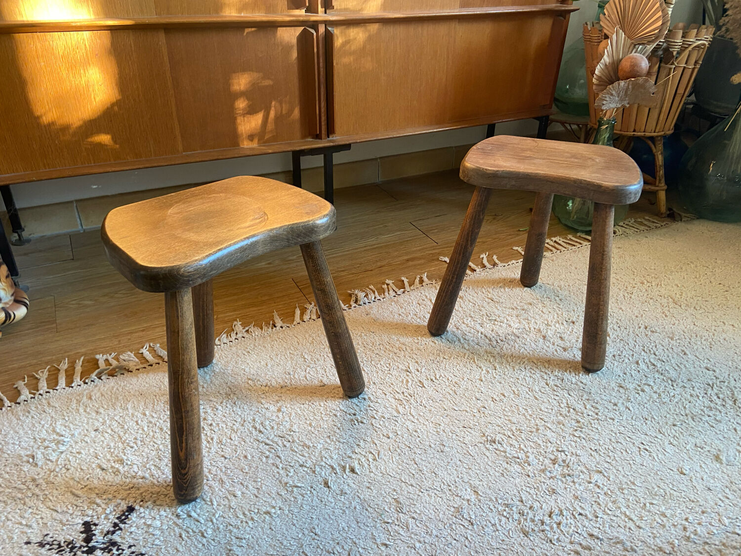 Pair of vintage tripod stools