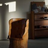 Sculptural Wabi Sabi Brutalist Chair in Solid Pine, Swedish, 1960s