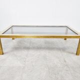 Table basse vintage en laiton et chrome, années 1970