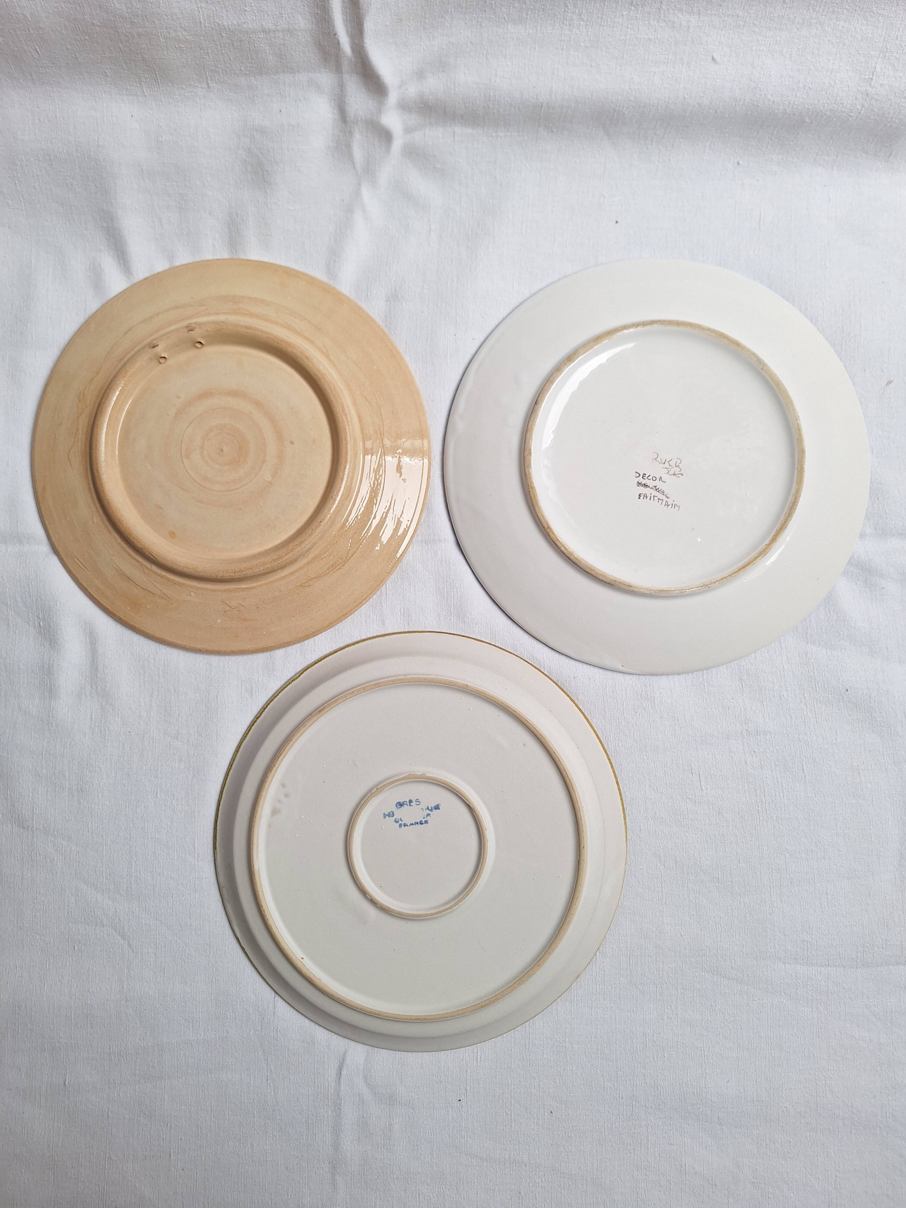 Henriot flat plates, hand-painted