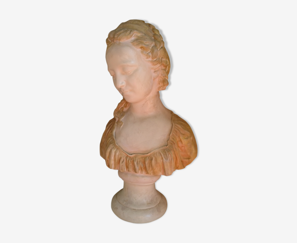 Buste femme plâtre vernissé