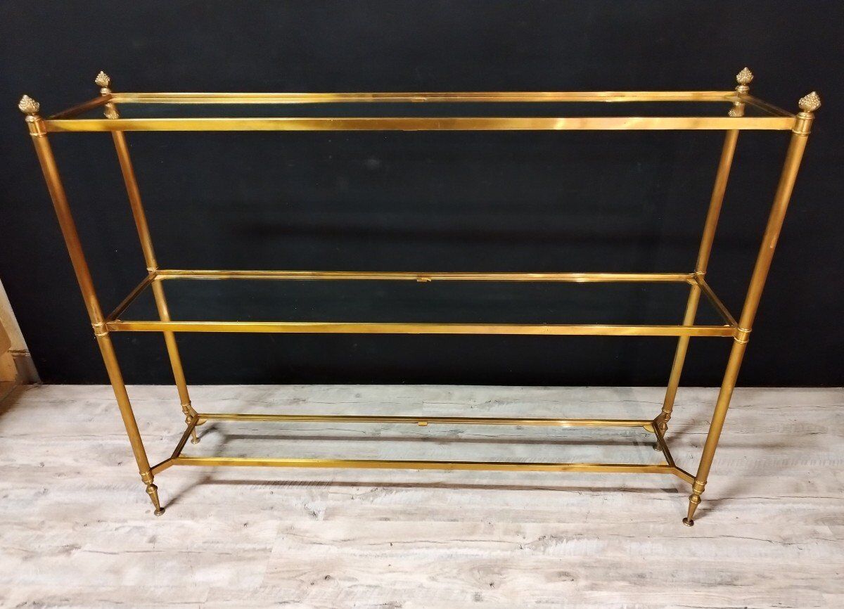 Shelf glass and golden brass
