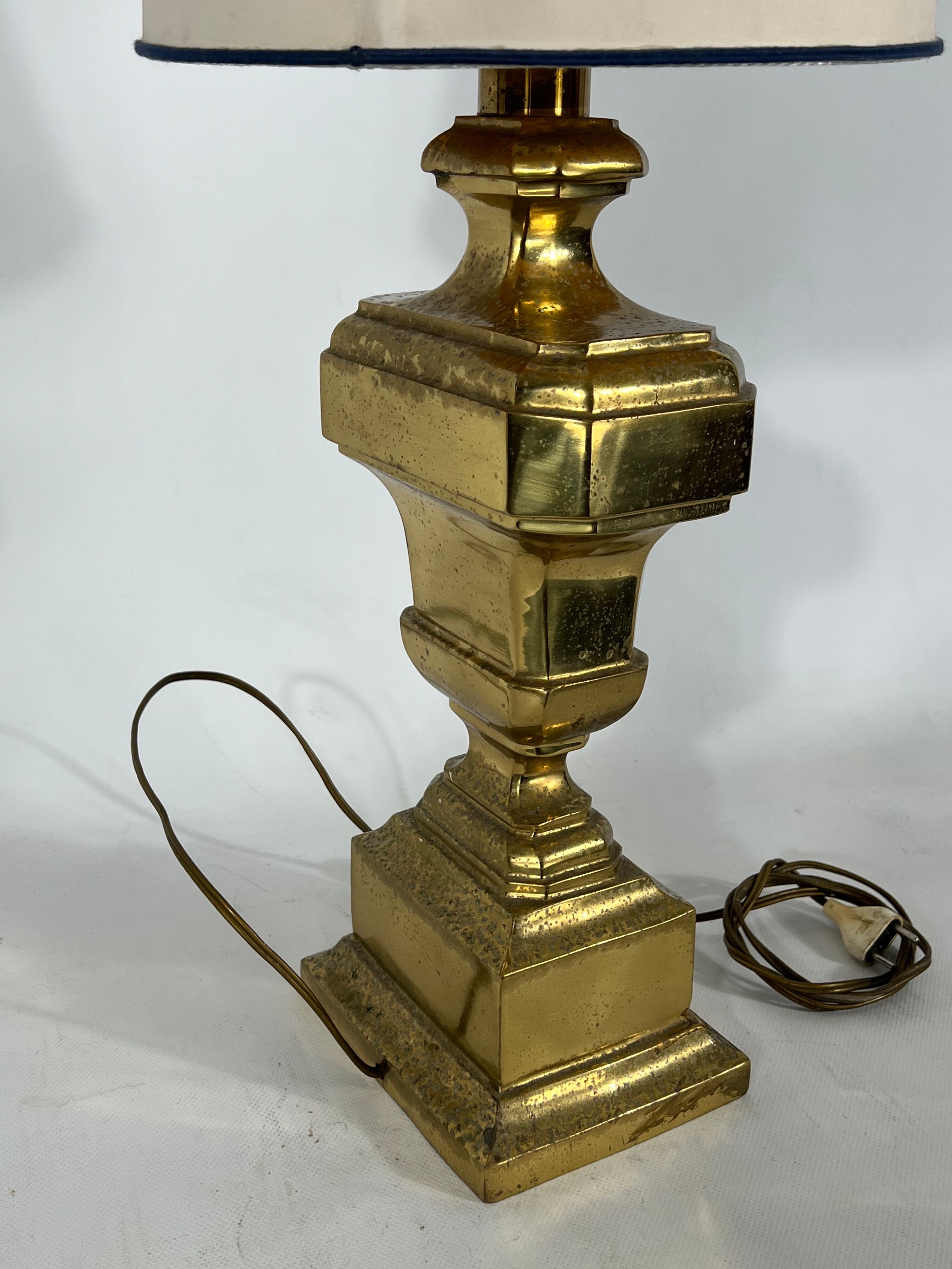 Vintage Large Italian Solid Brass table lamp from 50s