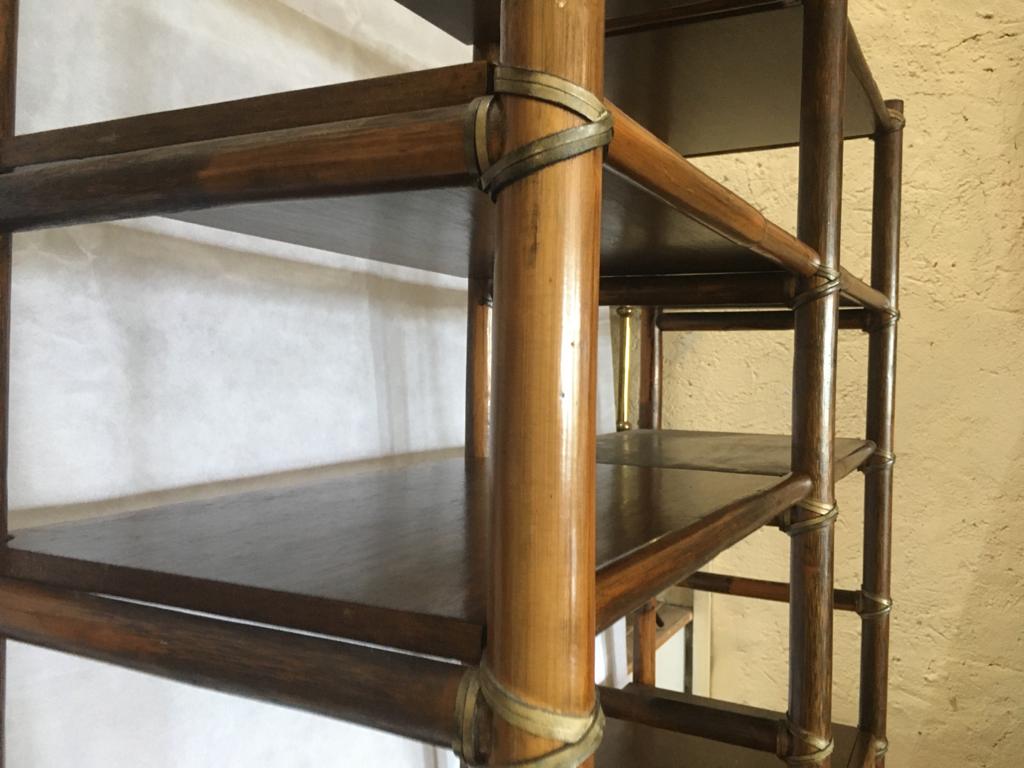 Étagère bois et cannage XXe siècle