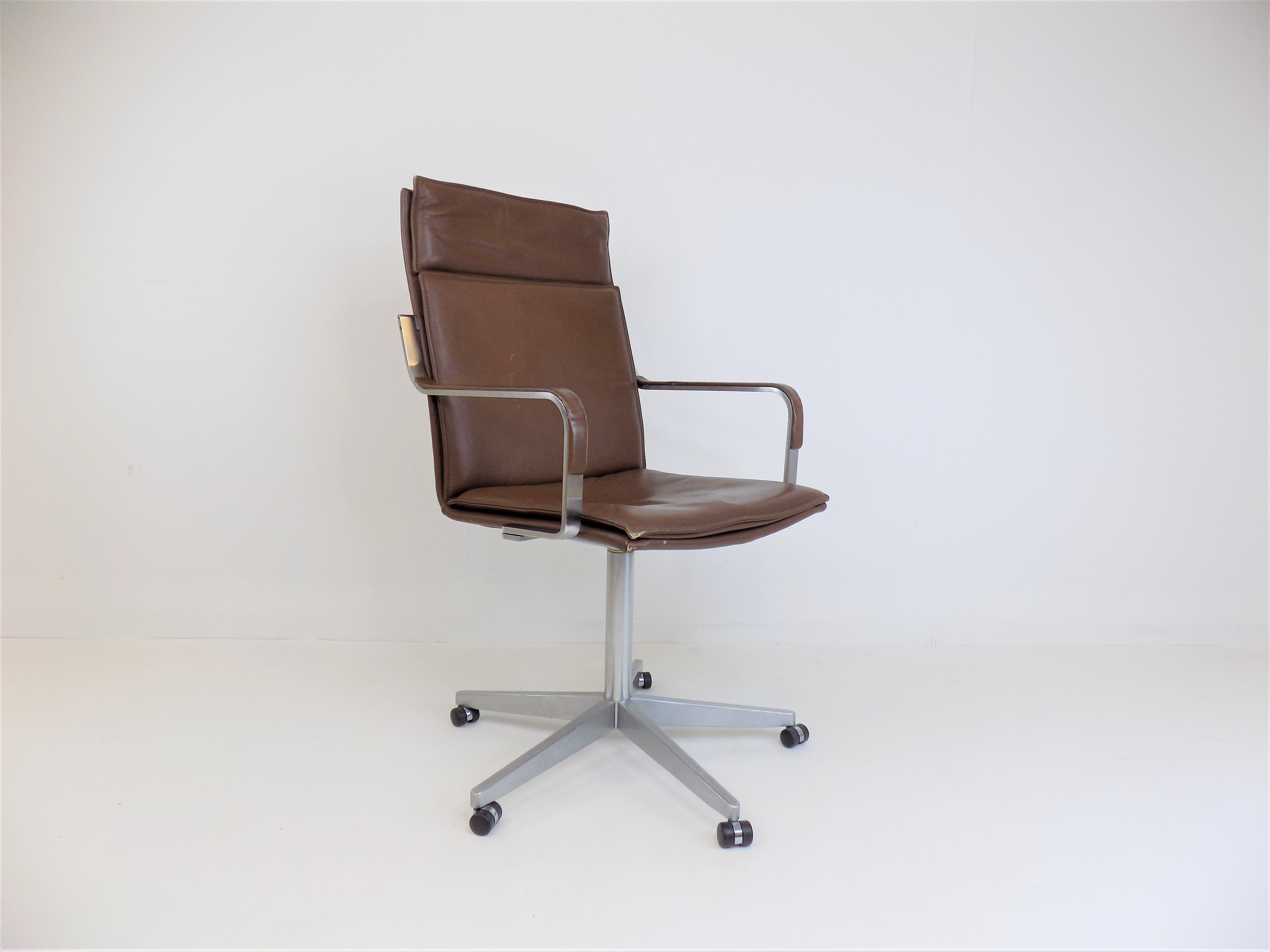 Rudolf Glatzel Leather Office Chair, Knoll