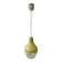 Suspension en verre opalin jaune chartreuse & décor géométrique doré