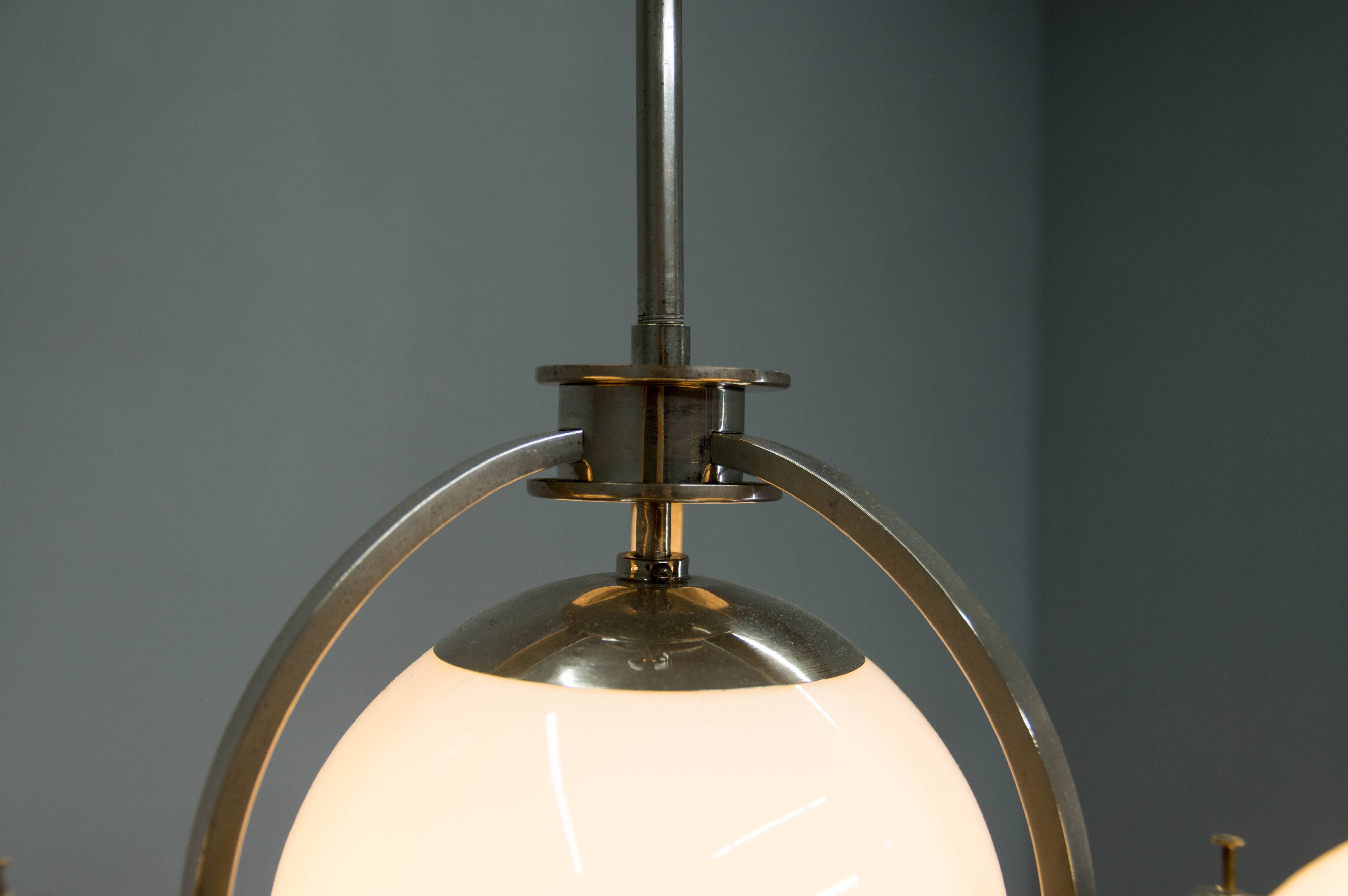 Art Deco / Functionalist Nickel Chandelier, 1930s