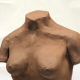 School bust of a female body in red clay terracotta