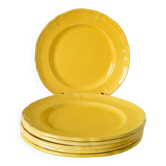 Lot de 6 assiettes plates Badonviller jaune citron, 1960