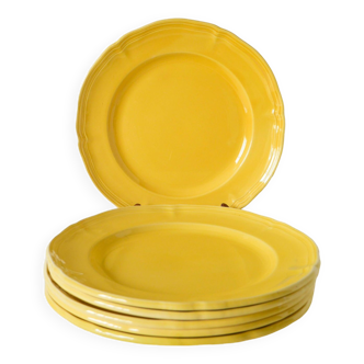 Set of 6 Badonviller lemon yellow dinner plates, 1960