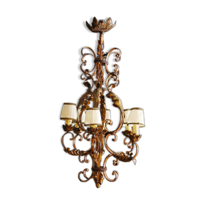 Lustre cage en fer forgé, rustique,