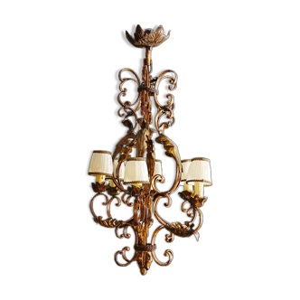 Lustre cage in forged iron, rustic, late 19th early 20th