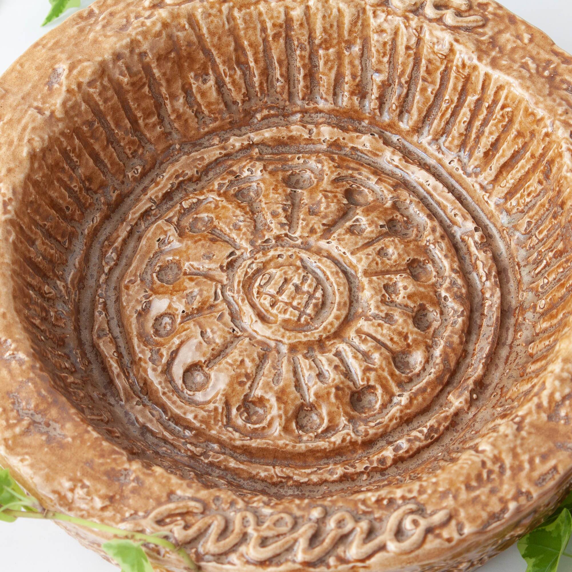 1970s Brown Textured Ceramic Ashtray from Aleluia