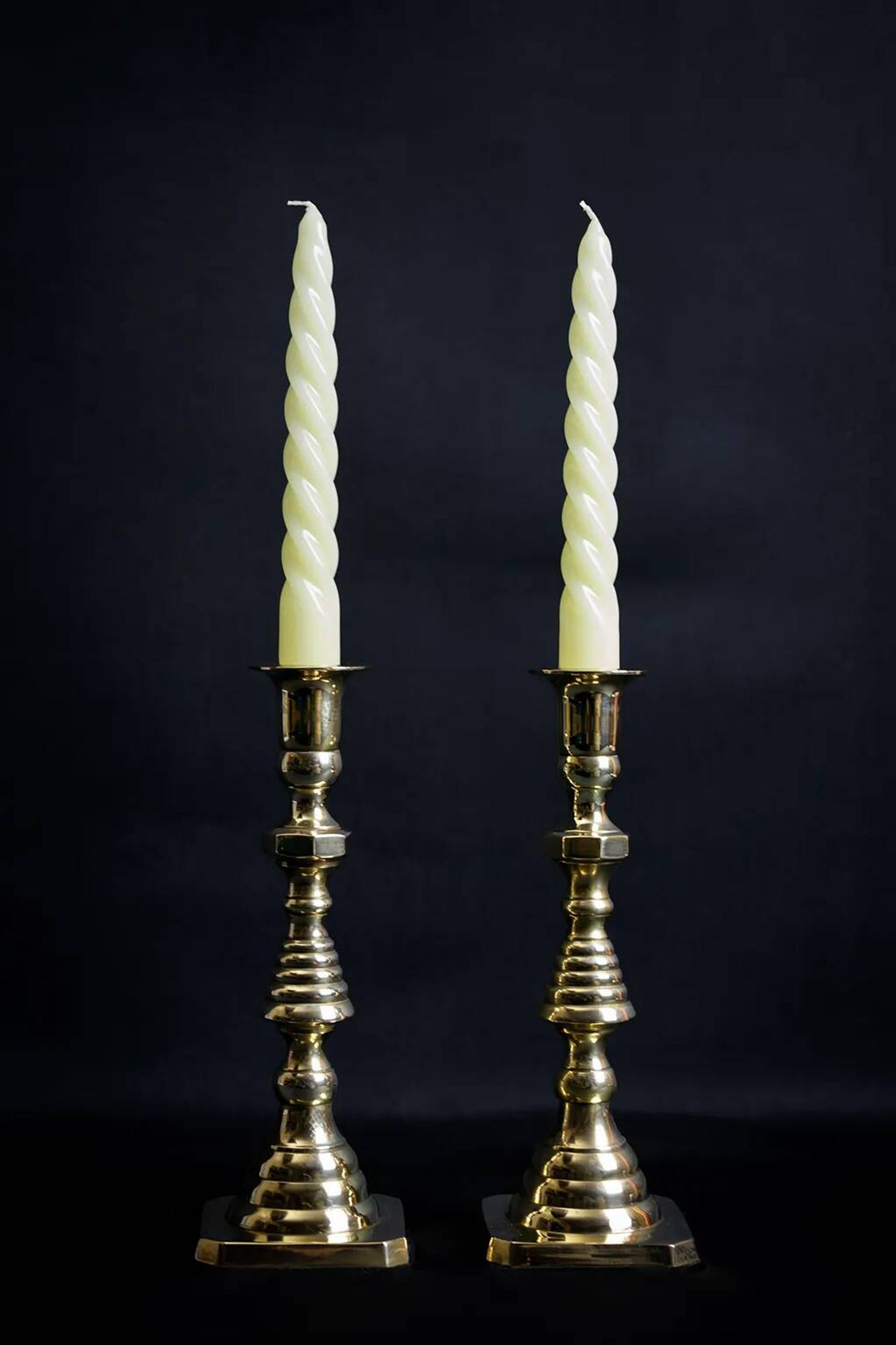 Pair of Victorian copper and brass candlesticks