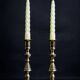 Pair of Victorian copper and brass candlesticks