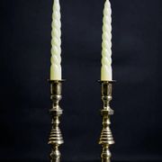 Pair of Victorian copper and brass candlesticks