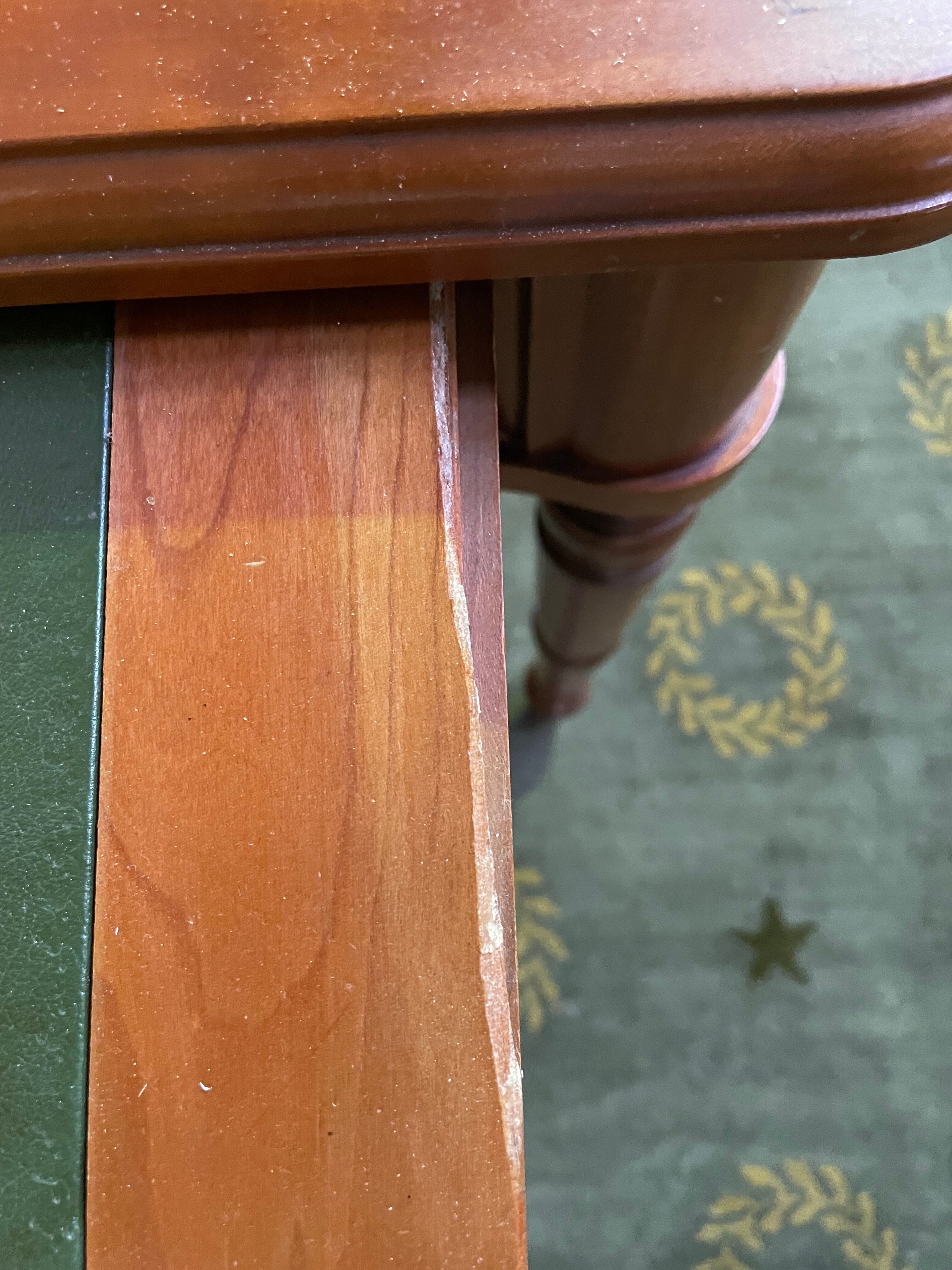 Louis Philippe style flat desk green leather