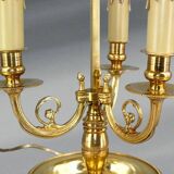 Lampe Bouillotte en Bronze Doré de Style Louis XVI Trois Lumières