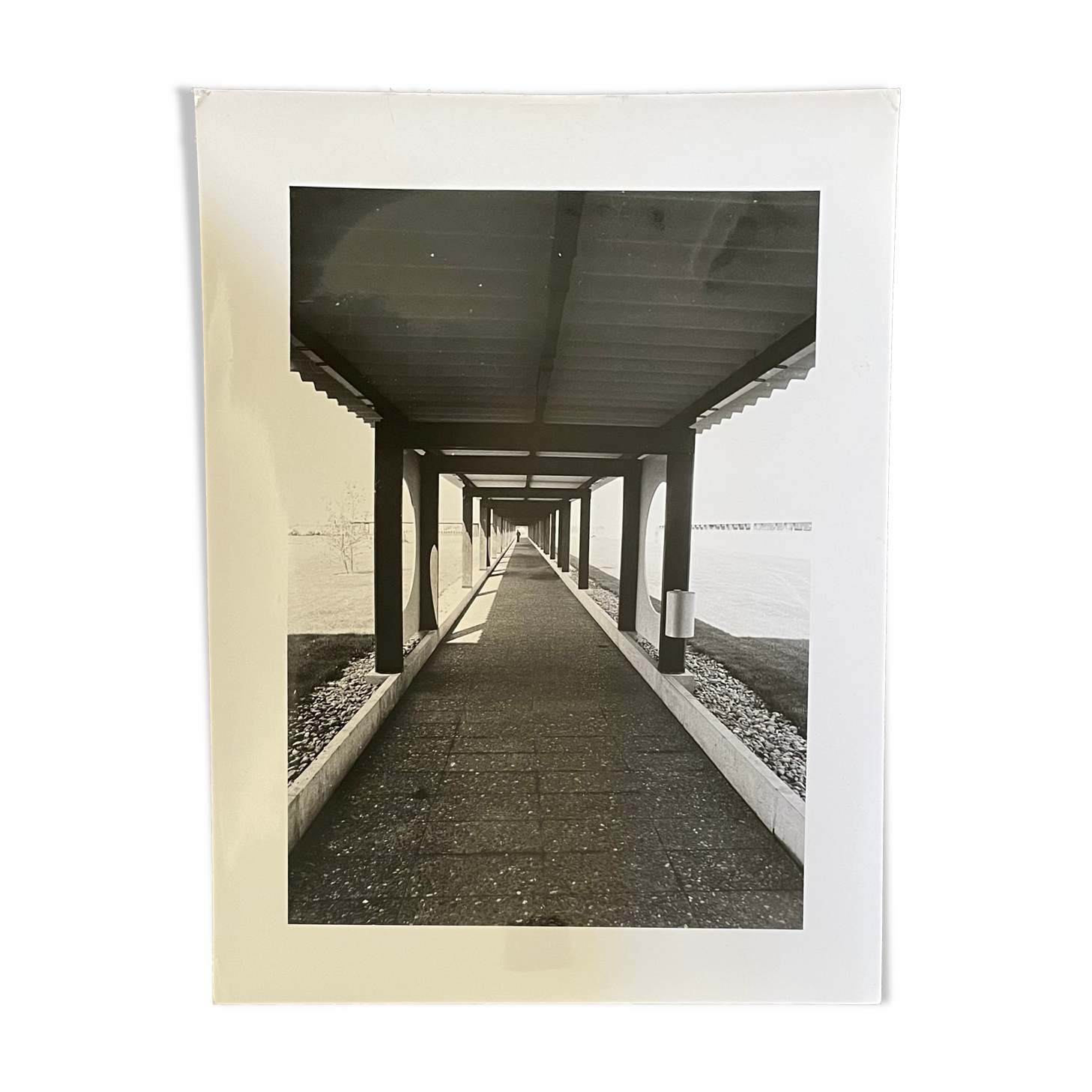 Photograph black and white silver print circa 1970 architecture