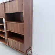 Scandinavian style bookshelf in teak and brass, 1950.