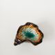 Ceramic shell-shaped catchall, brown and blue, 1970.